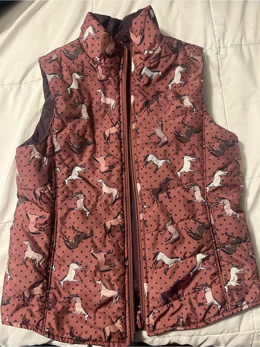 Ariat Girls' Horse-Print Reversible Insulated Vest